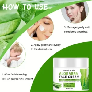 Aloe Vera Cream, hypoallergenic moisturizer with hyaluronic acid and collagen, suitable for all skin types, anti-aging