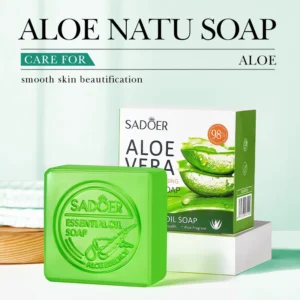 Natural Aloe Vera Soap: 100% aloe vera gel for deep skin cleansing